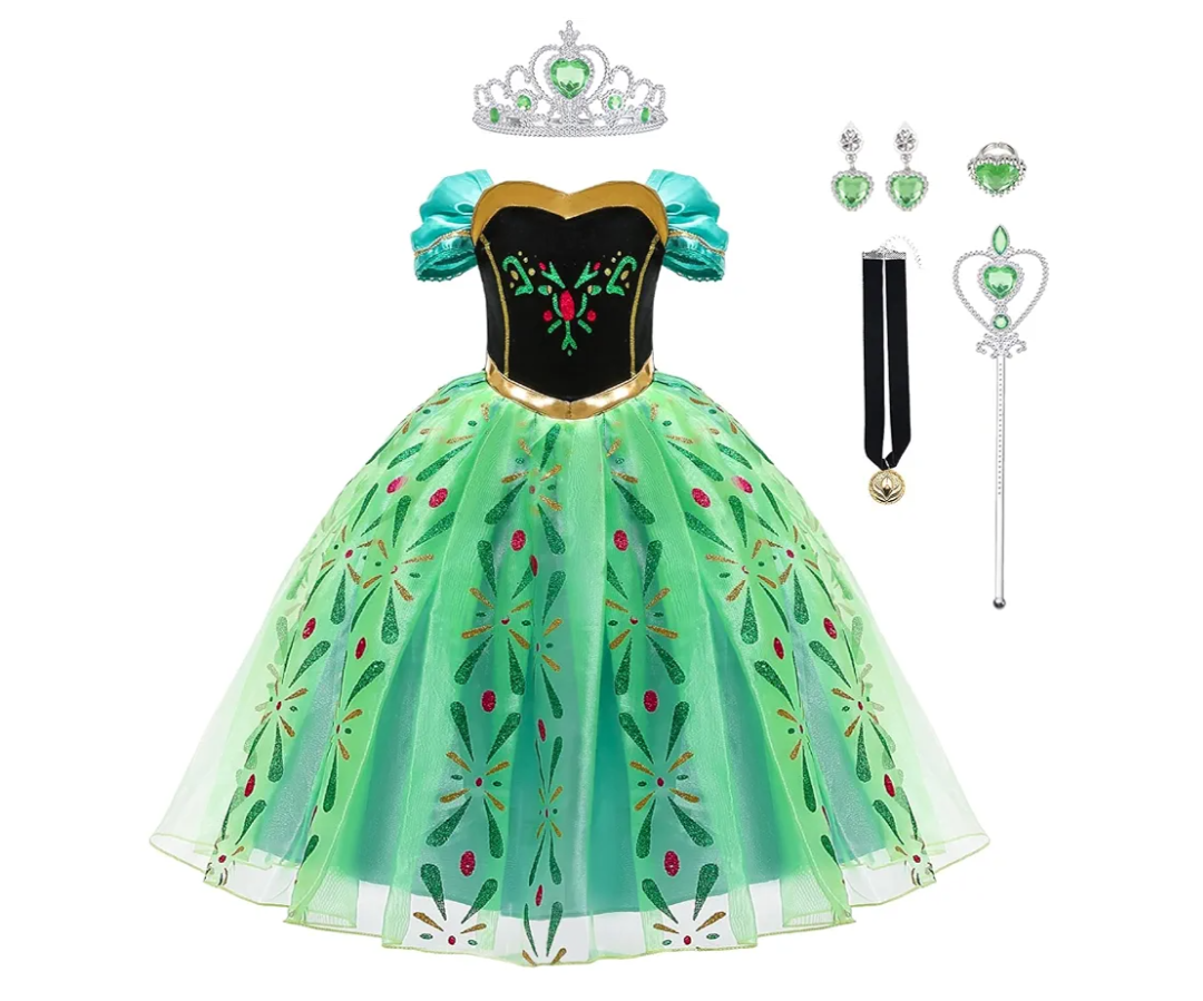 Anna Princess Dress for Girls Anna Costume Christmas Birthday Party Princess Dress up Elsa Costume with Accessories, 120