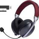 YUEHEMEI 2.4GHz Wireless Gaming Headset for PS5, PS4,Switch,PC, Noise Canceling Mic, 15ms Low Latency, USB &Type C Adapter,35H Battery,3D Surround Sound Bluetooth5.3 Headphone for Phone, Mac, Laptop (Red)