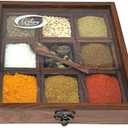 Galaxy Indiacraft Wooden Multipurpose Utility Table Top Spice Box | Removable Containers | Jars Cum Kitchen and Dry Fruit Box with Spoon (4 Multi-Compartments)