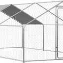 ROOMTEC Chicken Coop Large Metal Chicken Run for 20-30 Chickens,Dog Kennel Outdoor with Waterproof and Anti-UV Cover Lockable Door Design(9.8'Lx19.6'Wx6.4'H)