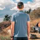 Men's Stripe Short Sleeve T-Shirt Mens Classic Casual Stripe Loose Shirts (Blue, XL)