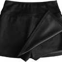OYOANGLE Women's High Waist Faux Suede Short Skirt Side Split Skort Bodycon Mini Skirt, Medium
