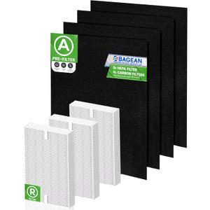 Bagean HPA300 Filter R Compatible with Honeywell Air Purifier Filter Replacement - HRF R3 A Fits HPA5300B - H13 True HEPA with Carbon Filters 99.98% Particles & Purifies Air (3 HEPA + 4 Carbon)