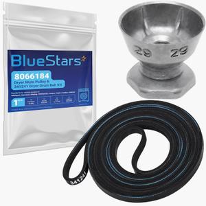 BlueStars 8066184 Dryer Motor Pulley 341241 Dryer Drum Belt - Compatible with Whirlpool Maytag Kenmore Dryers - Replaces PS11744884 W10290525 WP8066184VP AP6011686 LER4634EQ2 LEQ8000KQ0 MEDC215EW1
