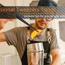 JETKONG 3 Pcs Kitchen Tweezers Tongs, Stainless Steel Cooking Tweezers, 8+10+12 Inch Ideal for meat, pasta, plating and pinching delicate small pieces of food (Black)