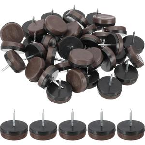 PATIKIL 1.2" Dia Chair Slides, 40 Pcs Nail on Furniture Glides Chair Leg Floor Protectors for Wooden Furniture, Table Feet, Carpet and Hardwood, Brown