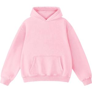 FAIABLE Womens Oversized Acid Wash Hoodie Unisex Heavyweight Cotton Hoodies Fleece Vintage Washed Sweatshirt Women Men (Pink, M)