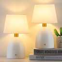 GGOYING Cordless Table Lamp Set of 2, 5400mAh Rechargeable Battery Powered Desk Lamp, 4-Level Brightness Dimmable Bedside Night Light for Bedroom Camping Balcony, White (2 Count (Pack of 1)