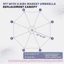 Patio Umbrella 9 ft Replacement Canopy for 8 Ribs-Canopy Only