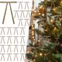 2 x 24 Pcs Velvet Bows Christmas Tree Ornaments Vintage Ribbon for Tree Garland Wreath Indoor Xmas Decorations (Khaki)