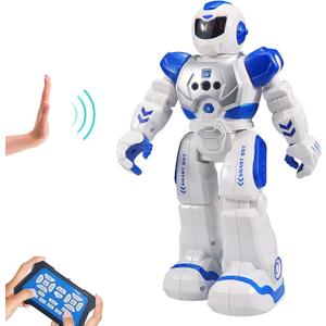 Remote Control Robot For Kids, Intelligent Programmable Robot With Infrared Controller Toys, Dancing, Singing, Moonwalking and LED Eyes, Gesture Sensing Robot Kit For Childrens Entertainment (Blue)
