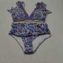 Women Ruffle High Waisted Swimsuit Two Piece Tropical Print Swimsuit Push Up Bathing Suit (Medium)