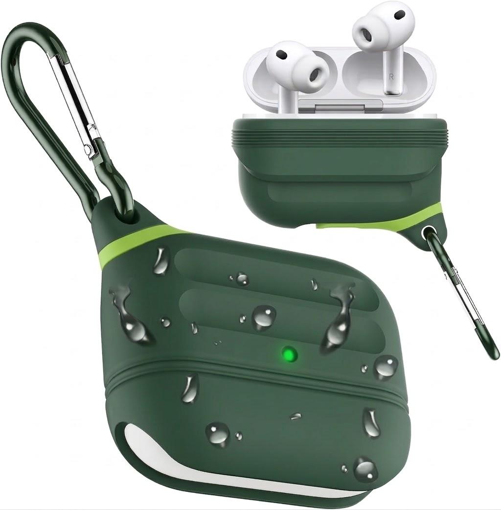 for AirPods Pro 3 Case Silicone - Waterproof, Shockproof, Drop Protection, Textured Design, Wireless Charging Supported, One-Piece Folding Design with Carabiner for Apple AirPods Pro 3rd Gen