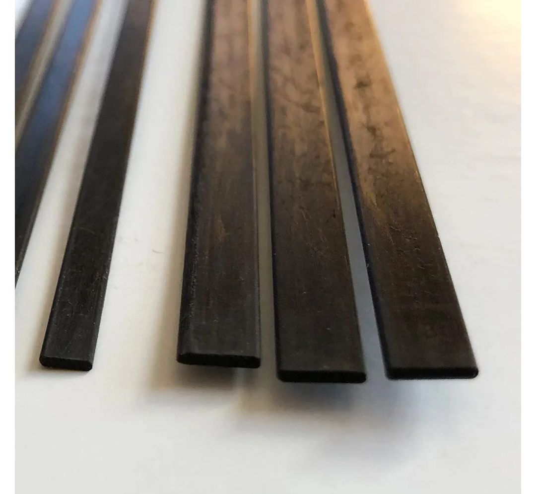 Flat Carbon Fiber RODS - 12mm x 3mm x 1000mm – Pultruded Flat Solid Rod - Black Matte Finish - Pure Solid Carbon Fibre Flat Strips - for RC Planes-Drones, Boat DIY Craft Projects