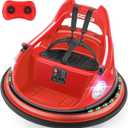 ELEMARA Kids Bumper Car, 1.9mph Max, 12V Electric Car for Toddlers, 360Spin Bumping Car with Music, 5 Lighting Mode, DIY Stickers, Ride on Car with Remote Control, 2-Speed, 2 Driving Mode, Red
