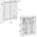 Bathroom Floor Cabinets, Slim Bathroom Storage Cabinet with Sliding Door, Ideal for Toilet Paper Holder, Adjustable Shelves, Next to Toilet Solid Cabinet for Bathroom,Kitchen,White, 7.87"D x 23.6"W x 29.5"H