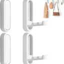 4Pcs Foldable Wall Hooks, Zinc Alloy Folding Hook White, Heavy Duty Folding Coat Hooks Wall Mounted for Hanging Coat Towels Bags Keys (White, 4 Pack)