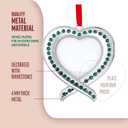 Klikel Christmas Photo Ornament - Silver Heart Photo Frame - 2 Pc Picture Ornament for Tree - Red and Green Frame with Gift Box