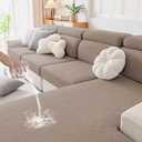 hyha Waterproof Couch Cushion Covers, Waterproof Sectional Couch Covers for 2 Cushion Sofa for Pets, Stretch Sofa Slipcover Washable with Elastic Bottom(Medium, Camel), PCS 1