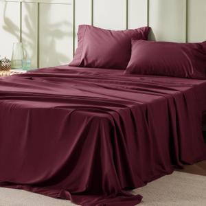 Bedsure Queen Sheet Set - 4 Pieces Soft Queen Size Sheets - Breathable & Cooling - Hotel Luxury - Easy Care Polyester Microfiber Bedding for Women, Men, Red