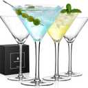 Qipecedm Martini Glasses Set of 4, 9 oz Crystal Cocktail Glasses, Hand Blown Crystal Martini Glasses for Espresso Martini, Cosmopolitan, Gimlet, Home Bar, Party, Martini Glassware Gift Set (Stem)