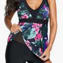 American Trends Bathing Suits Tummy Control Womens Mesh Swimdress One Piece Swimsuits for Women Athletic Swimwear XXL, Red-green Floral