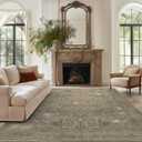 vivorug 5x7 Area Rugs - Ultra-Thin Washable Rug with Non-Slip Backing, Ideal for Living Room, Bedroom, Kitchen Floor Carpet - Vintage, Easy Clean, Durable, Olive