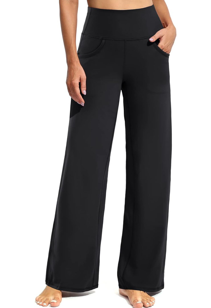 Promover Wide Leg Pants Woman Yoga Pants with Pockets Stretch Loose Casual Lounge Sweatpants Petite/Regular/Tall L