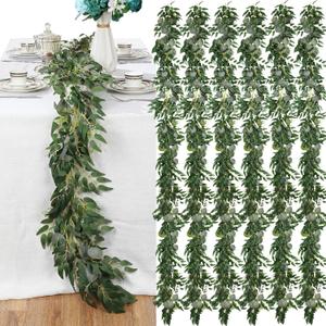 6 Pcs Artificial Eucalyptus Garland, 5.91 Feet Faux Greenery Artificial Hanging Fake Leaves Vines for Wedding Backdrop Arch Table Wall Party Home Mantle Decor(Eucalyptus Willow Leaves)