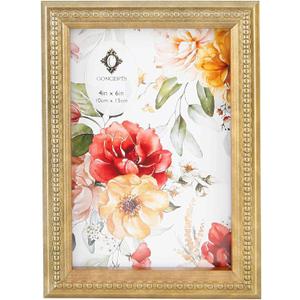 Concepts 4x6 Gold Ornate Beaded Resin Picture Frames With HD Clear Glass, Extra Durable Photo Frames - Display Wallhung/Tabletop Vertically Or horizontally