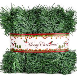 10M/33Ft Christmas Garland Christmas Decorations, Green Outdoor Garland for Christmas Decor, Unlit Fluffy Twist Christmas Tree Garland for Stairs Railing, Staircase, Fireplace, Window, Door, Holiday