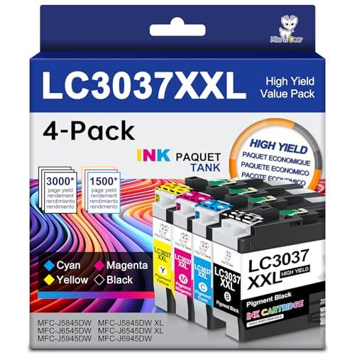 MS DEER LC3037 BK/C/M/Y Ink Cartridges Compatible Replacement for Brother LC3037XXL LC3039XXL LC 3037 XXL High Yield Work for MFC-J6945DW MFC-J6545DW MFC-J5845DW MFC-J5945DW Printer 4-Pack