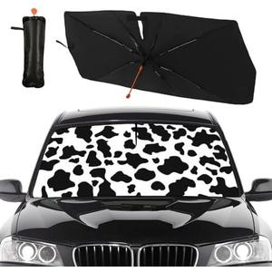 Socira Cow Print Windshield Sun Shade Umbrella Foldable Cow Sunshade for Front Window Auto Windshield Sunshade Covers Car Accessories Protect from Sun Rays Heat 57'' X 30''