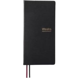 A6 Weekly Planner Undated Weeks Portable Size Organizer Appointment PU Leather Journal Pocket Notebook (Black)