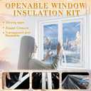 63 x 87 Inches Window Insulation Kit with Zipper Winter Window Plastic for Winterizing Home Thermal Insulated Cover with Adhesive Straps Transparent Reusable Adjustable Thick Attic Cover Warm