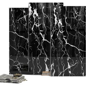 10-Pack Peel and Stick Black Marble Wall Panels (11.8" x 23.6")  19.4 Sq. Ft. Waterproof PVC Tiles for Kitchen, Bathroom, Living Room & Accent Walls  Heat-Resistant Self-Adhesive Backsplash Tiles