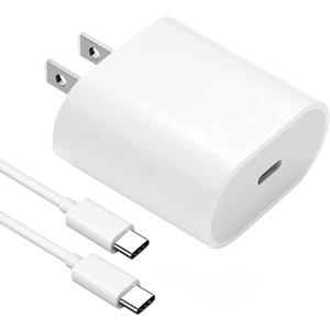 USB C Charger Block, 60W 5-Port Type C Charger Fast Charging Block, USBC USB Multiple Port Wall Charger Plug Adapter for iPhone 17/Air/16/15/14/13/12/11 Pro Max, Samsung Galaxy, iPad, Tablet (White), 2 Cord Cable