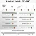 Double Curtain Rod, 1 Inch Silver Extra Long Dual Curtain Rods 72 to 144 Inch with Aluminium Modern End Cap Finial, Adjustable Heavy Duty Window Treatment Rod, Telescopic Metal Double Drapery Pole Set