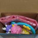 No Hole Bath Toys for Kids Ages 1-3, 8 Pcs Girl Bath Toys with Storage and Net, Sealed & Squeezable & Float on Water