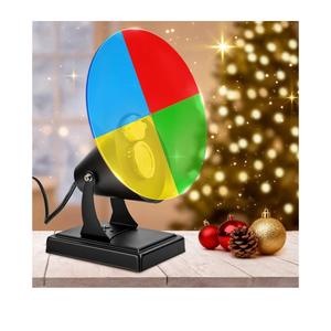 Christmas Tree Color Wheel with 2PCS E27 LED Light,Red/Yellow/Blue/Green Rotating Color Wheel Lights,120V 5W LED Light Revolving Colors Wheel for Vintage Silver Tinsel Retro Aluminum Christmas Tree