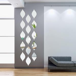 Amyhill 15 Pack Teardop Mirror Stickers Wall Decor Decals Wavy Acrylic Mirror Removable Wall Stickers 3D DIY Art for Living Room Bathroom Home Decoration, 11.8 x 6.6 Inch(Teardrop,Silver)