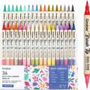 Paint Markers, Dual-Color Acrylic Pens with 36 Brush Tips, Double Tipped for Rocks & Art Supplies