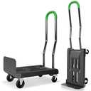 2-in-1 Convertible Hand Truck Dolly, 330LBS Capacity, 4-Wheel & 2-Wheel Modes, One-Button Switch, Foldable Lightweight Cart with Solid Rubber Wheels, Easy Assembly, Black & Dill Green