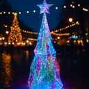 40'' Giant Prismatic Iridescent Christmas Tree DIY Multi-Color LED Folding Christmas Tree Decoration Colorful Glow Lights for Xmas Holiday Indoor Outdoor Prismatic Decoration
