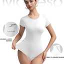 Women's Double-Lined Round Neck Short Sleeve Bodysuit Stretchy T-Shirt Body Suits Basic Tops for 2026 Summer Wear (XXL)