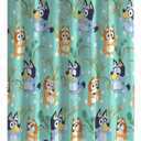 Jay Franco Bluey and Bingo Fabric Shower Curtain - Kids Teal Bathroom Dcor
