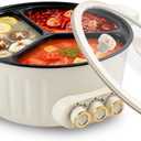 5Qt Hot Pot Electric, 3 Compartment, Separate Temperature Control Hot Pot