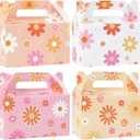 ZOIIWA 24 Pcs Daisy Flower Treat Boxes Party Supplies Hippie Daisy Flower Summer Party Favors Goodie Gift Boxes Birthday Wedding Decorations Retro Hippie Boho Treat Candy Box Home
