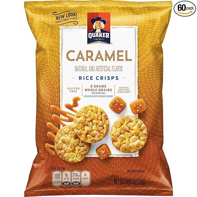 Quaker Mini Caramel Rice Snacks, 0.91 oz. bag, 60 per case 04NOV25