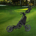DRUIDS Golf 360 Push Cart : Light Weight Swivel Golf Cart with Umbrella Cup Holder,3 Wheel Walking Golf Cart with Brake, Fold up Golf Caddy, Portable Golf Rolling Cart